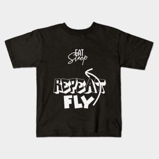 eat sleep fly repeat Kids T-Shirt
